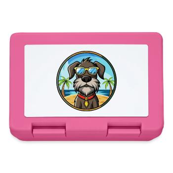 Chien d’arrêt allemand à poil dur race dessin animé plage - Boîte à goûter - rose - Devant