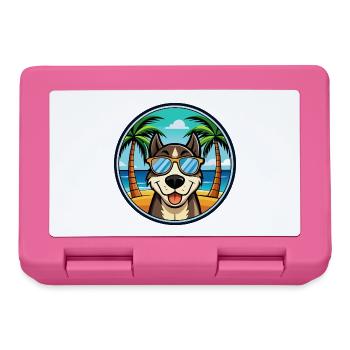 Sibirische Trikolore Hunderasse Cartoon Beach - Brotdose - Pink - Vorne