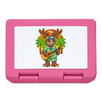 Lustige Elch Cartoon Sommer Strand Sonnenbrille Gitarre - Brotdose - Pink - Vorne