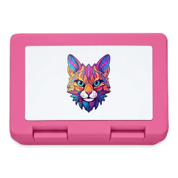 Rotluchs buntes Aquarell Karikatur Kawaii Tier - Brotdose - Pink - Vorne