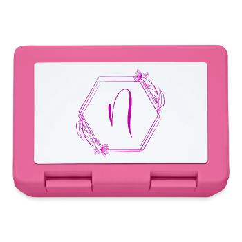 N-Monogramm Floral Hexagon Pink - Brotdose - Pink - Vorne