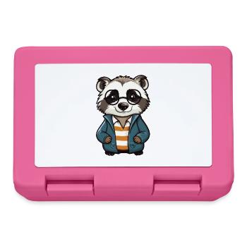 Dachs trägt Brille Cartoon Kawaii Illustration - Brotdose - Pink - Vorne