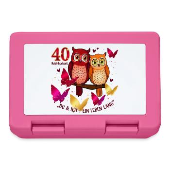 Eulen Pärchen Vintage Jubiläum Geschenk - Brotdose - Pink - Vorne