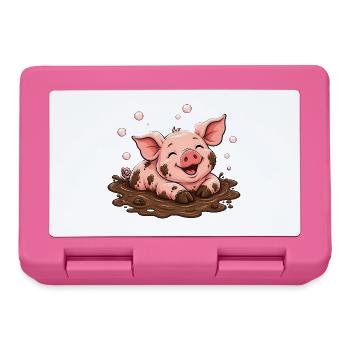 Glückliches Schweinchen Matschpfütze Doodle Shirt - Brotdose - Pink - Vorne