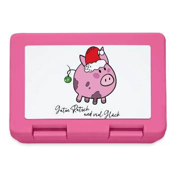 Schweinchen mit Weihnachtsmütze - Brotdose - Pink - Vorne