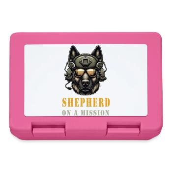 Schäferhund mit Militärhelm und Sonnenbrille - Brotdose - Pink - Vorne