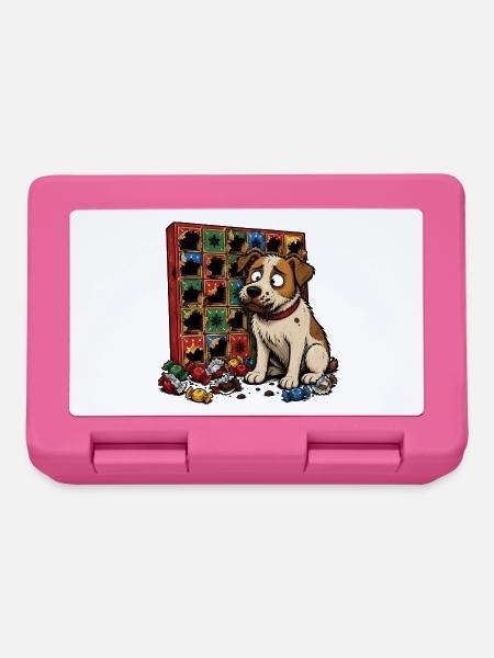 Hund Adventskalender Schokolade Comic T-Shirt - Brotdose - Pink