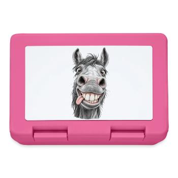 Lustiges Pferd mit einem breiten Lächeln - Brotdose - Pink - Vorne