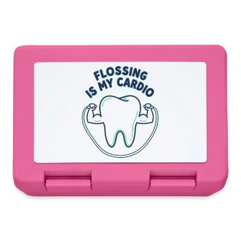 Zahnseide ist mein Cardio-Abzeichen – Zahnhumor-Abzeichen - Brotdose - Pink - Vorne