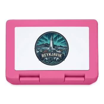 Reykjavik Island Reiseabzeichen Kirchensouvenir - Brotdose - Pink - Vorne