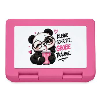 Panda mit Brille Kleine Schritte Große Träume - Brotdose - Pink - Vorne