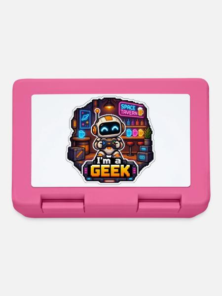 ICH BIN EIN NERD – Neon Space Robot Bar - Brotdose - Pink