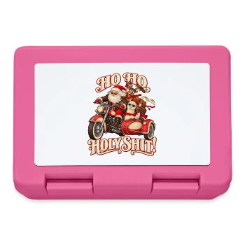 Santa on Motorcycle Naughty Ho Ho Ho - Brotdose - Pink - Vorne