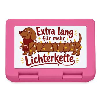 Lustiger Dackel mit Lichterkette Weihnachten - Brotdose - Pink - Vorne