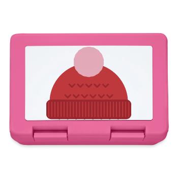 Wollmütze mit Bommel - Winter Motiv - Brotdose - Pink - Vorne