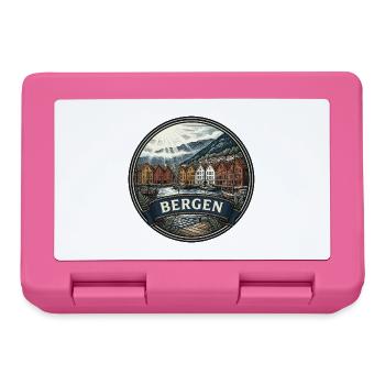 Bergen Norwegen Reiseabzeichen Bryggen Wharf Souvenir - Brotdose - Pink - Vorne
