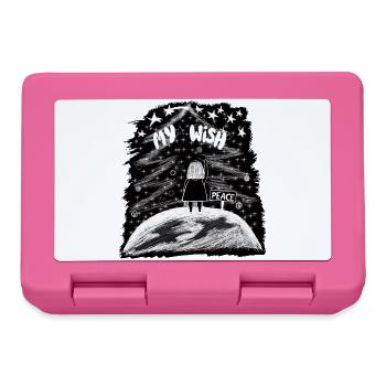 My Wish – Mädchen auf der Erde mit Weihnachtsbaum - Brotdose - Pink - Vorne
