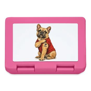 Französische Bulldogge Mom Mit Herz - Brotdose - Pink - Vorne