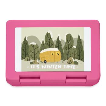 Retro Wohnmobil Winter Ready - Brotdose - Pink - Vorne