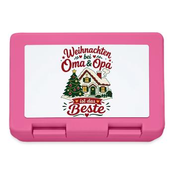 Weihnachten bei Oma und Opa Enkel Kinder - Brotdose - Pink - Vorne