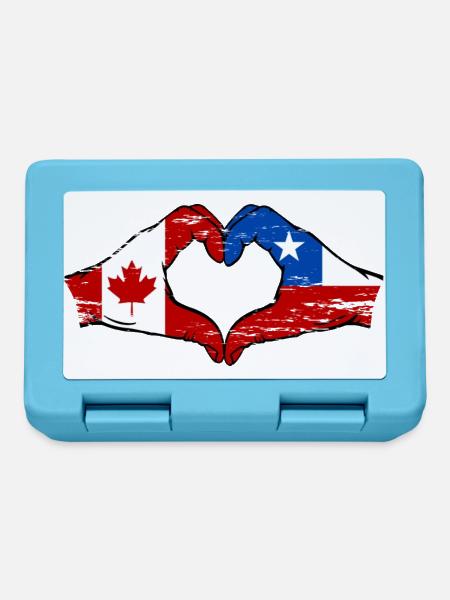 Kanada Chile Flagge Hände Herzform used - Brotdose - Saphirblau