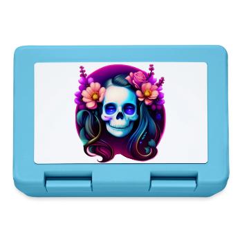Dame du Crâne Mystique aux Fleurs – Néon Gothique - Boîte à goûter - bleu saphir - Devant