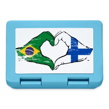 Brazil Finland Flag Hands Heart Shape Used - Lunchbox - sapphire blue - Front