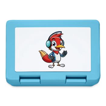 Woodpecker Funny Cartoon Character Musique de casque - Boîte à goûter - bleu saphir - Devant