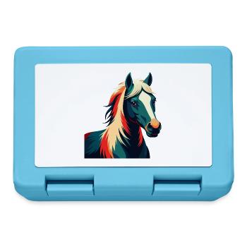 Pony Cartoon Figur Buntes Haustier Tier - Brotdose - Saphirblau - Vorne