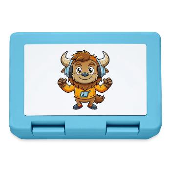Bison Lustige Zeichentrickfigur Kopfhörer Musik - Brotdose - Saphirblau - Vorne