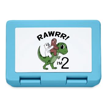 Ich bin 2 Dinosaurier Geburtstag Kindergeburtstag - Brotdose - Saphirblau - Vorne