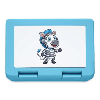 Zebra Lustige Zeichentrickfigur Kopfhörer Musik - Brotdose - Saphirblau - Vorne