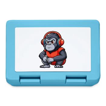 Gorilla Lustige Zeichentrickfigur Kopfhörer Musik - Brotdose - Saphirblau - Vorne