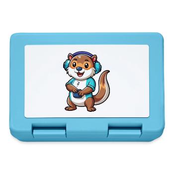Loutre Funny Cartoon Character Musique de casque - Boîte à goûter - bleu saphir - Devant