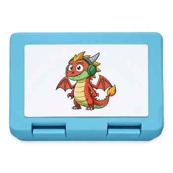 Dragon Funny Cartoon Character Headphone Music - Lunchbox - sapphire blue - Front