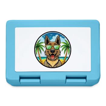 Belgian Shepherd Dog Breed Cartoon Sunglass Beach - Lunchbox - sapphire blue - Front
