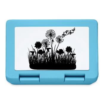 Butterfly Design Pust flowers meadow hearts - Lunchbox - sapphire blue - Front