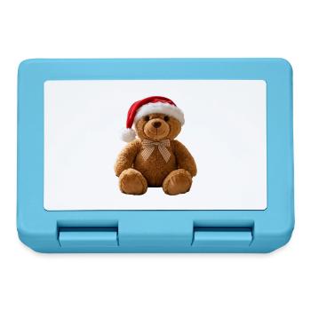 Weihnachts Teddybär mit Santa Hut - Brotdose - Saphirblau - Vorne