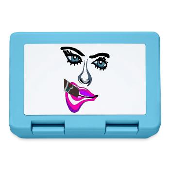 Neon Lippen Pop-Art Kuss - Brotdose - Saphirblau - Vorne