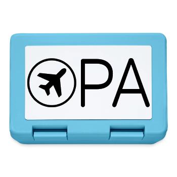 Opa mit Flugzeug – Schwarz - Brotdose - Saphirblau - Vorne