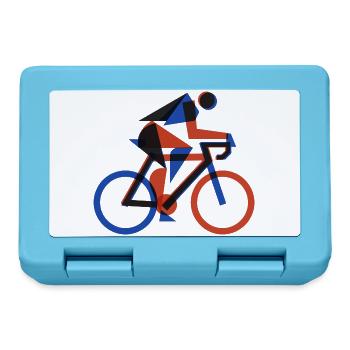 Bauhaus Geometric Cyclist Retro Risograph Art - Brotdose - Saphirblau - Vorne