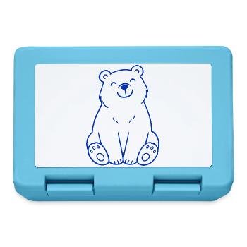 Blauer Bär Linienbild - Brotdose - Saphirblau - Vorne