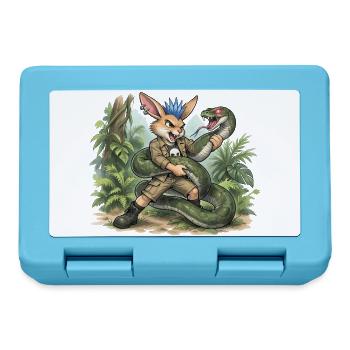 Bunny Punk Junglejäger Hase mit Dämonschlange - Brotdose - Saphirblau - Vorne