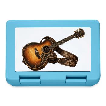 Akustikgitarre – Rustikale Vintage Musik Kunst - Brotdose - Saphirblau - Vorne