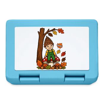EG Herbst Männlein Tannenzapfen Kind Eicheln Wald - Brotdose - Saphirblau - Vorne