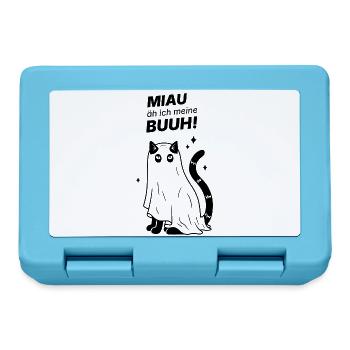 Miau äh ich meine Buuh! - Katze Gespenst Halloween - Brotdose - Saphirblau - Vorne