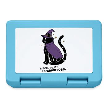 Macht Platz ihr Magielosen! – Schwarze Katze Hexe - Brotdose - Saphirblau - Vorne