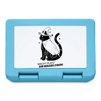Macht Platz ihr Magielosen! – Schwarze Katze Hexe - Brotdose - Saphirblau - Vorne