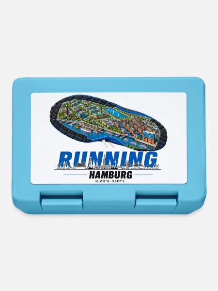 Running Hamburg Laufschuh Stadtkarte - hell - Brotdose - Saphirblau