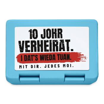 10 Johr verheirat – i dat's wieda - Brotdose - Saphirblau - Vorne